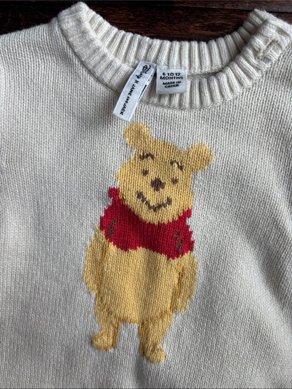Janie and Jack Cream Knit Set with Yellow & Red Winnie-the-Pooh